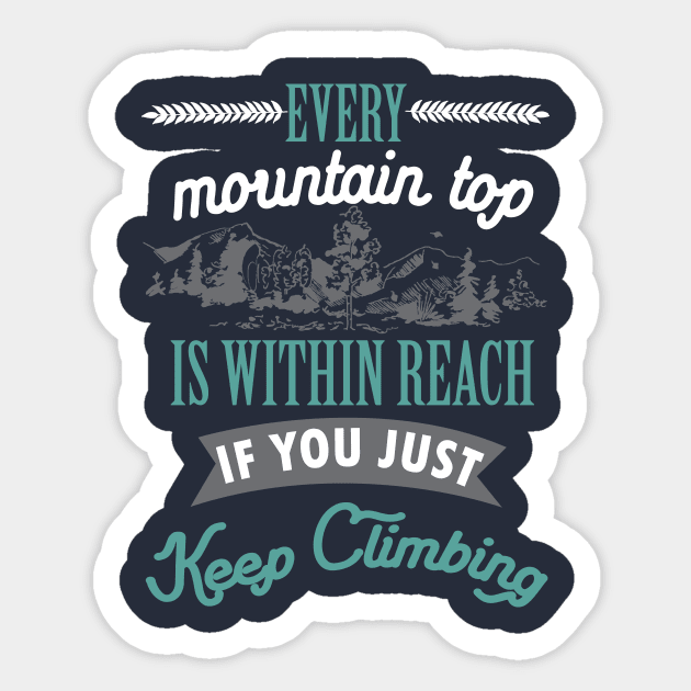 Mountain top - hiker hiking hike outdoor motivation Sticker by papillon